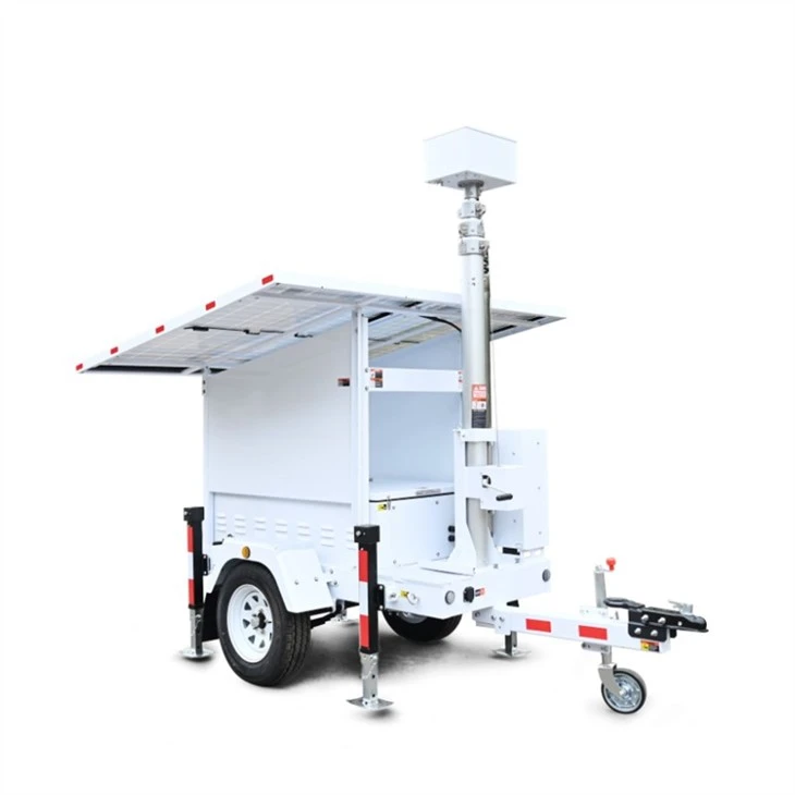 CCTV Mobile Solar Surveillance Tower For Construction Site Outdoor Area Use